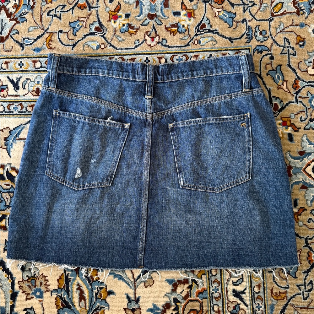 Madewell Blue Denim Mini Skirt with Frayed Hem - Picture 2 of 6